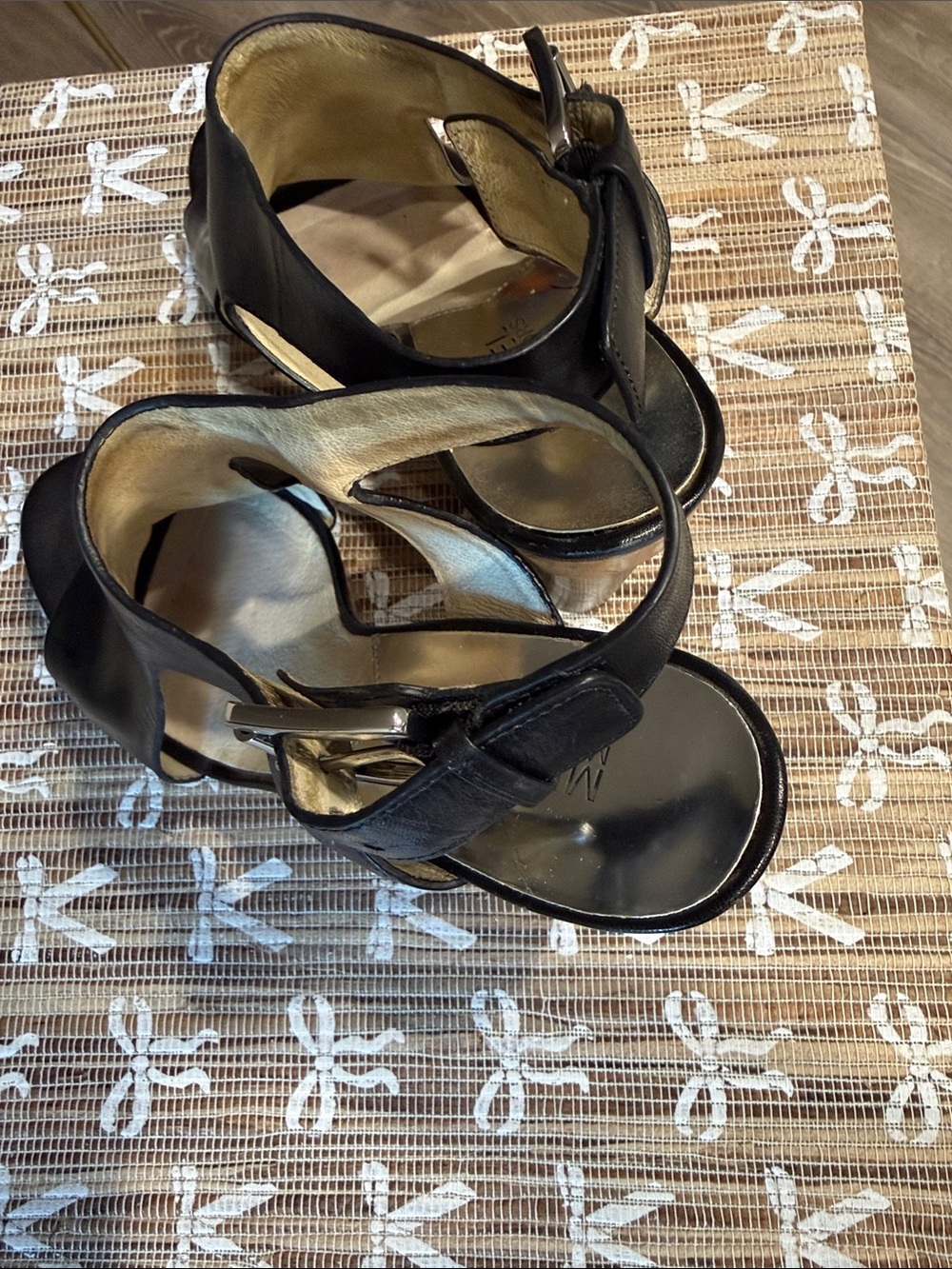 MICHAEL Michael Kors Black Wedge Sandals with Wood Platform - Women's - Picture 3 of 4